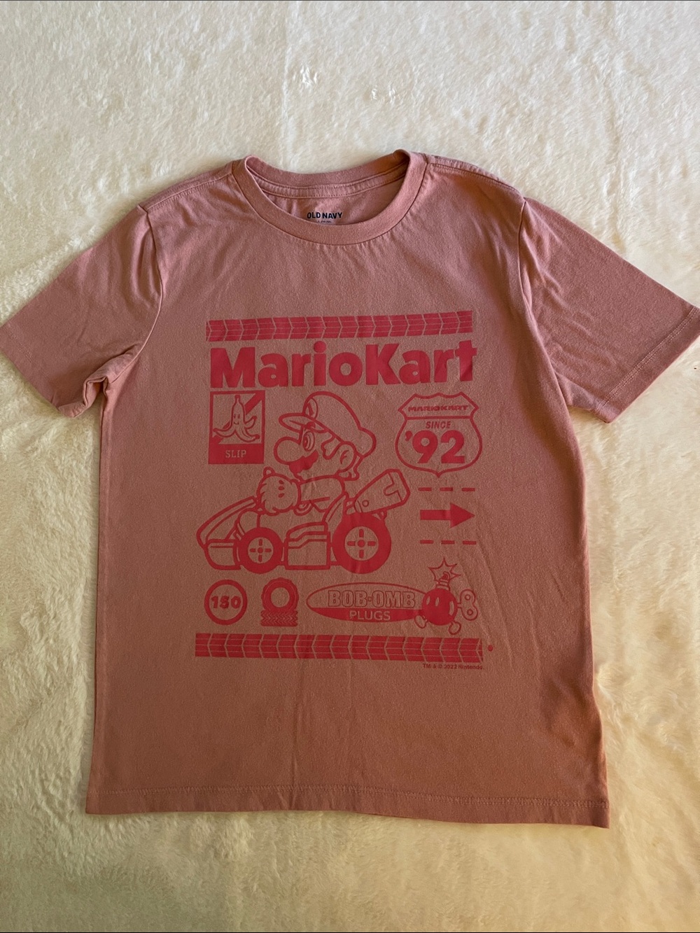 Old Navy Mario Kart Graphic Tee - Rose Pink SZ L 10-12